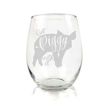 Get Piggy With It Stemless Wine Glass