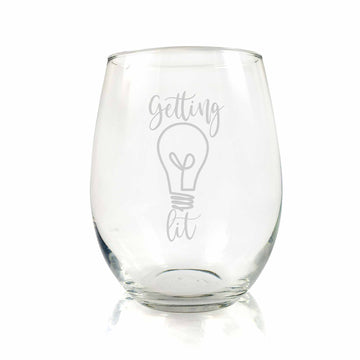 Getting Lit Stemless Wine Glass