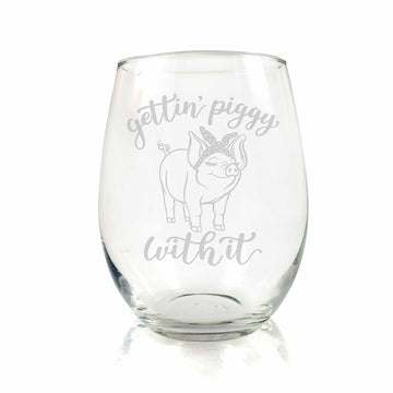 Getting Piggy With It Bandana Stemless Wine Glass