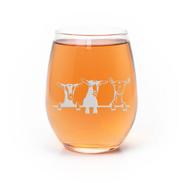 Goats Three Stemless Wine Glass