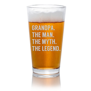 Grandpa Man Myth Legend Pint Beer Glass