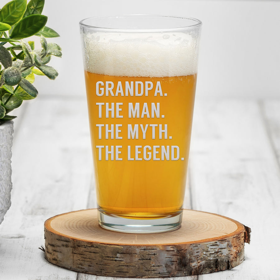 Grandpa Man Myth Legend Pint Beer Glass