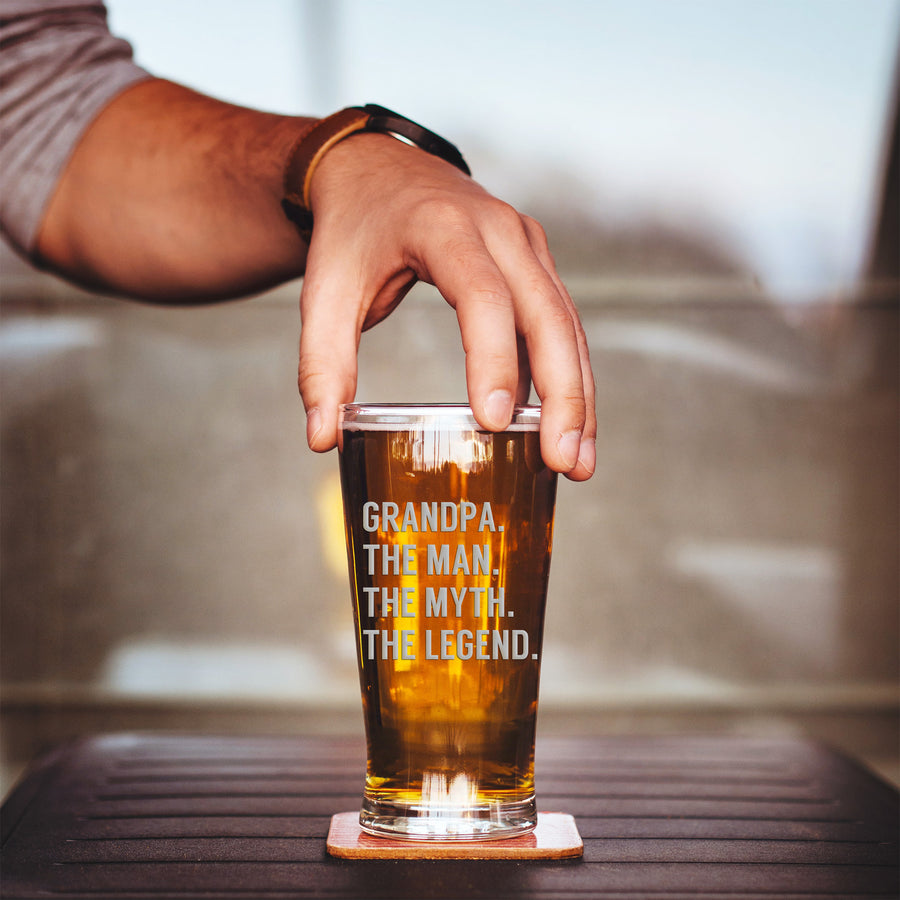 Grandpa Man Myth Legend Pint Beer Glass