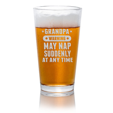 Grandpa Warning May Nap Pint Beer Glass