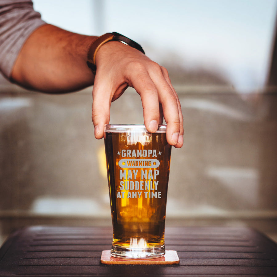 Grandpa Warning May Nap Pint Beer Glass