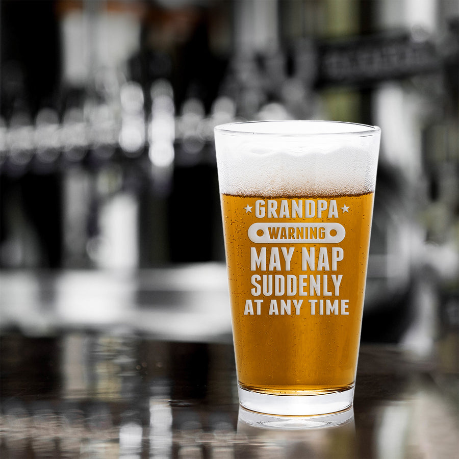 Grandpa Warning May Nap Pint Beer Glass