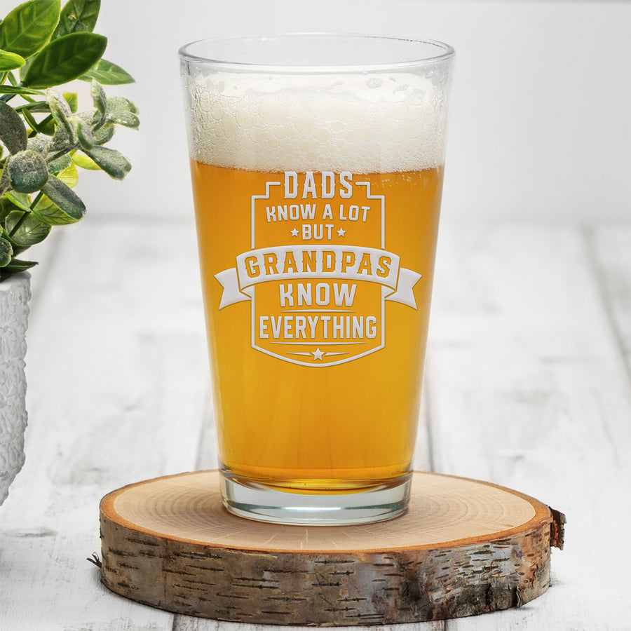 Grandpas Know Everything Pint Beer Glass