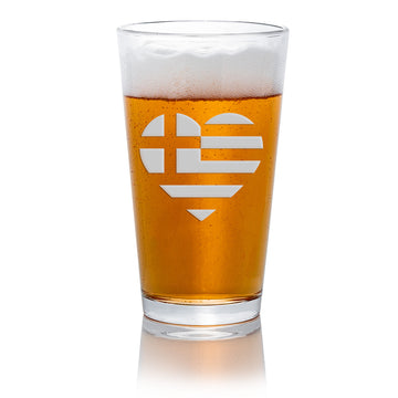 Greece Flag Heart Pint Beer Glass