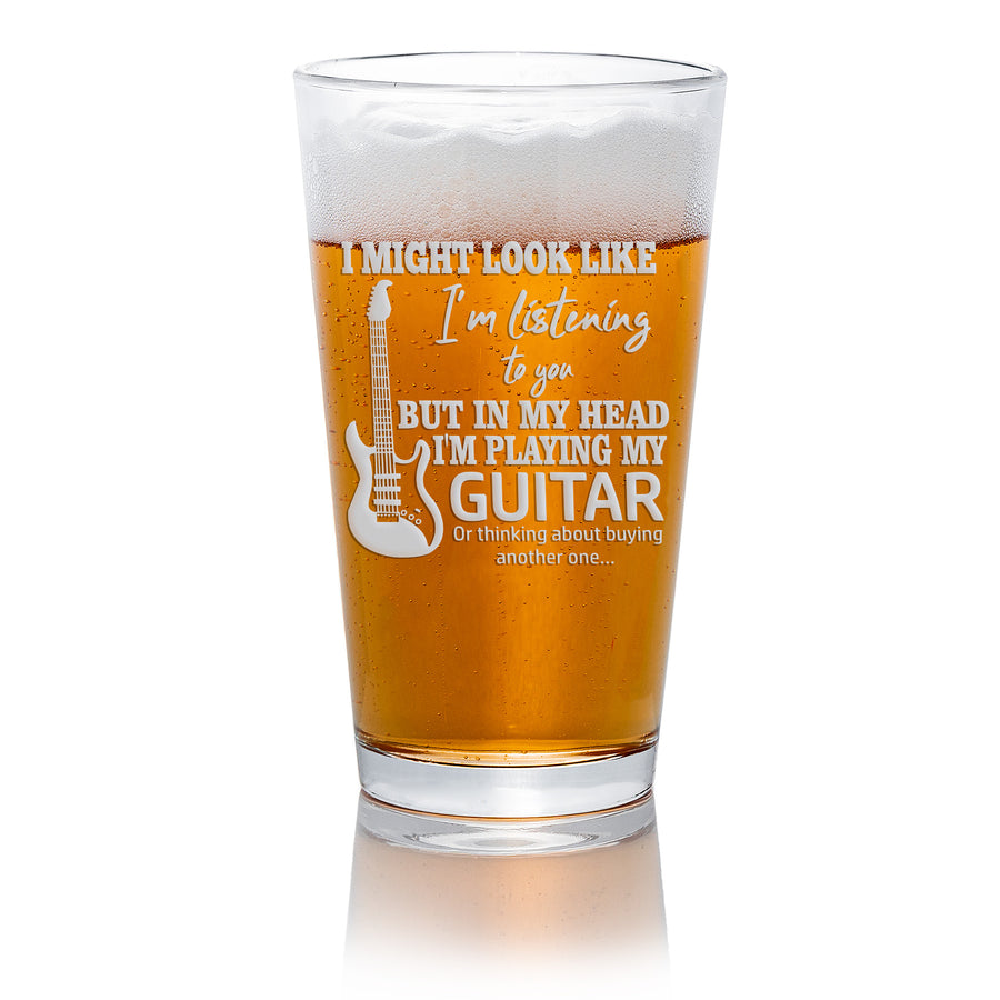 Guitar In My Head Pint Beer Glass