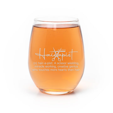 Hair Stylist Hairapist Definition Stemless Wine Glass