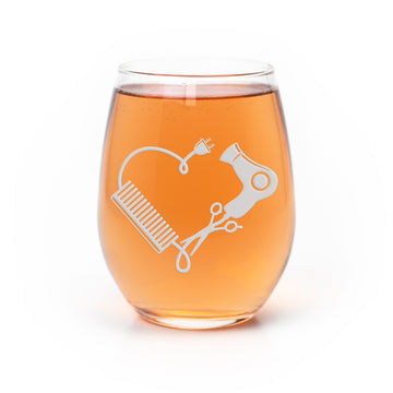 Hair Stylist Heart Custom Stemless Wine Glass