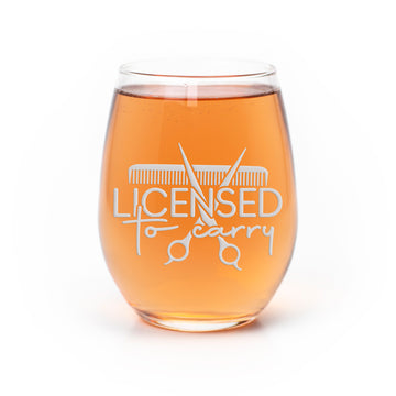 Hairdresser Licensed To Carry Stemless Wine Glass