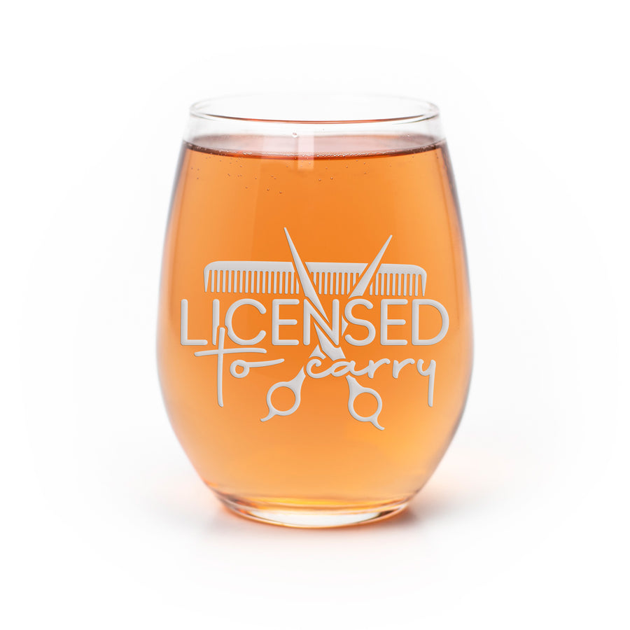 Hairdresser Licensed To Carry Stemless Wine Glass