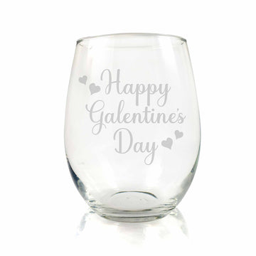 Happy Galentine's Day 4 Hearts Stemless Wine Glass