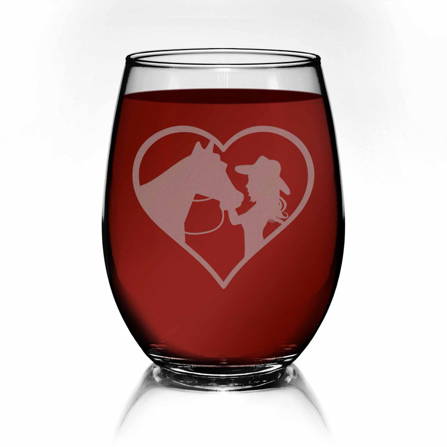 Heart Cowgirl Stemless Wine Glass
