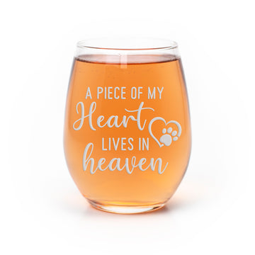 Heart Pet Lives Heaven Custom Stemless Wine Glass