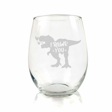 I Rawr You Love You Stemless Wine Glass