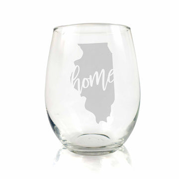 Illinois State Stemless Wine Glass