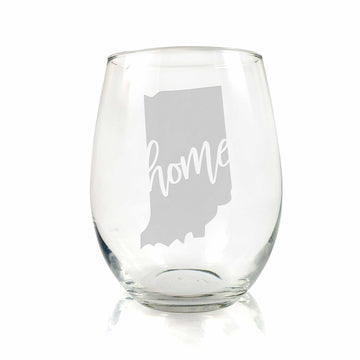 Indiana State Stemless Wine Glass