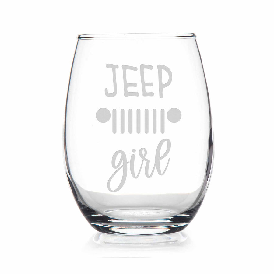 Jeep Girl Stemless Wine Glass