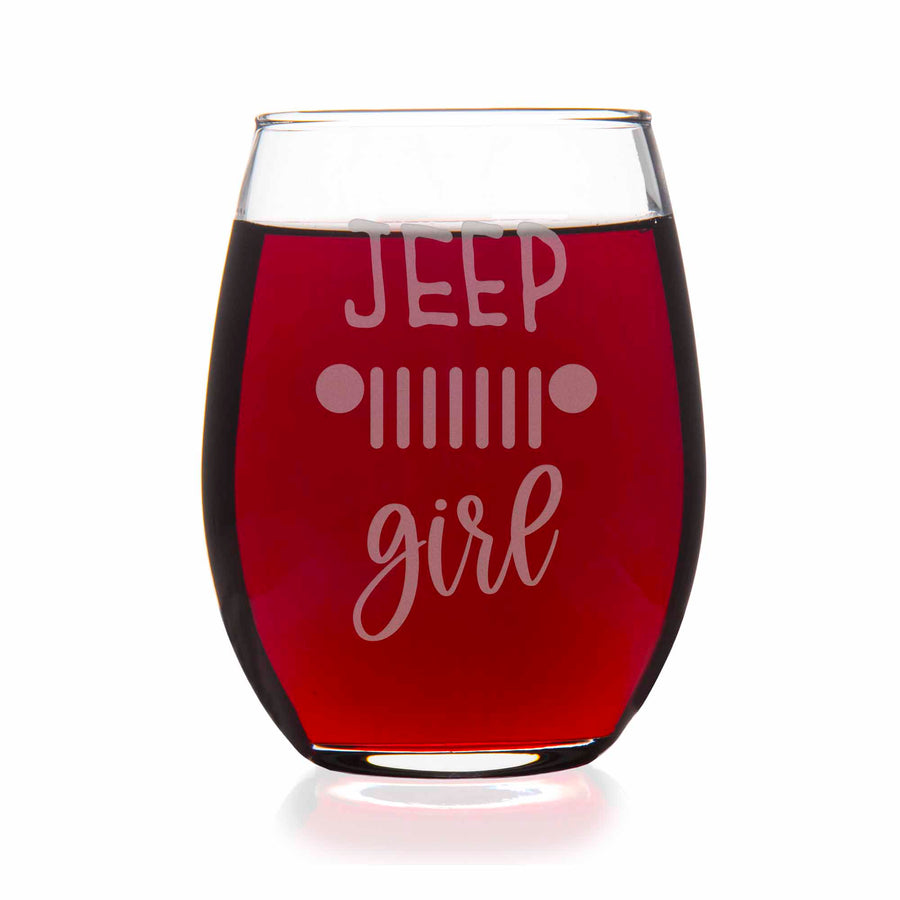 Jeep Girl Stemless Wine Glass