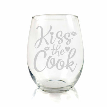 Kiss The Cook Kitchen Stemless Wine Glass