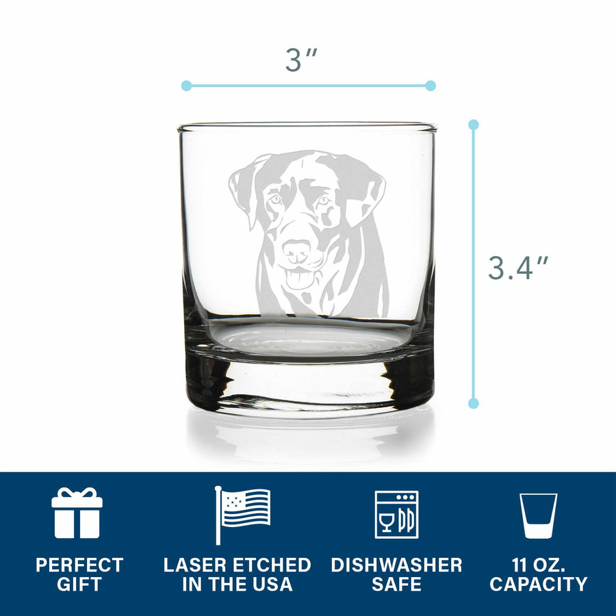 Labrador Dog Face Round Rocks Glass