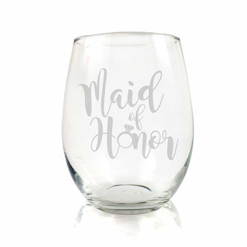 Maid Of Honor Wedding Stemless Wine Glass