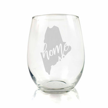 Maine State Stemless Wine Glass