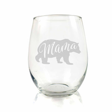 Mama Bear Stemless Wine Glass