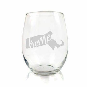 Massachusetts State Stemless Wine Glass