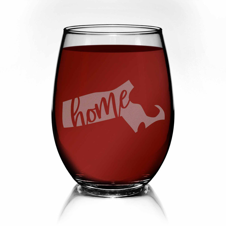 Massachusetts State Stemless Wine Glass