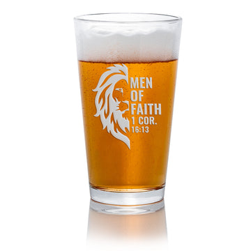 Men Of Faith Lion Pint Beer Glass