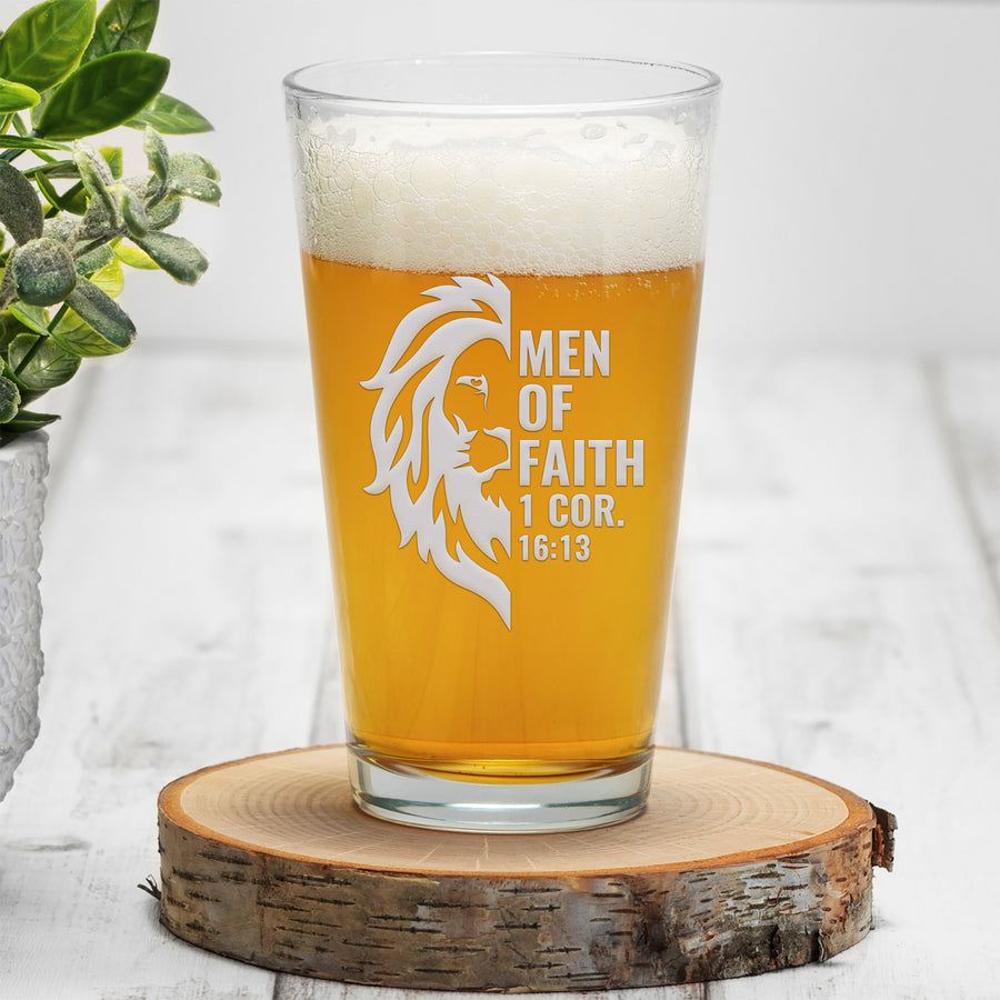 Men Of Faith Lion Pint Beer Glass