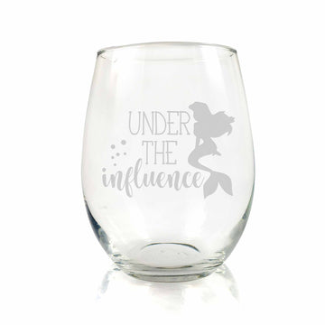 Mermaid Under The Influence Stemless Wine Glass