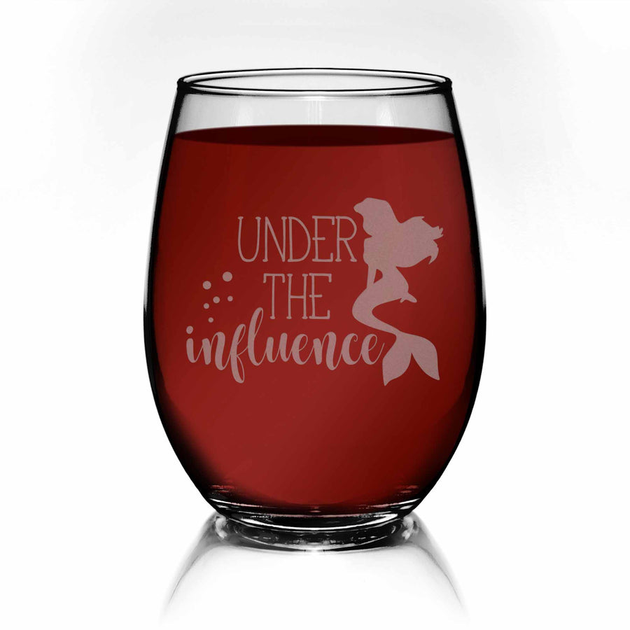 Mermaid Under The Influence Stemless Wine Glass