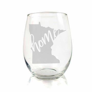 Minnesota State Stemless Wine Glass