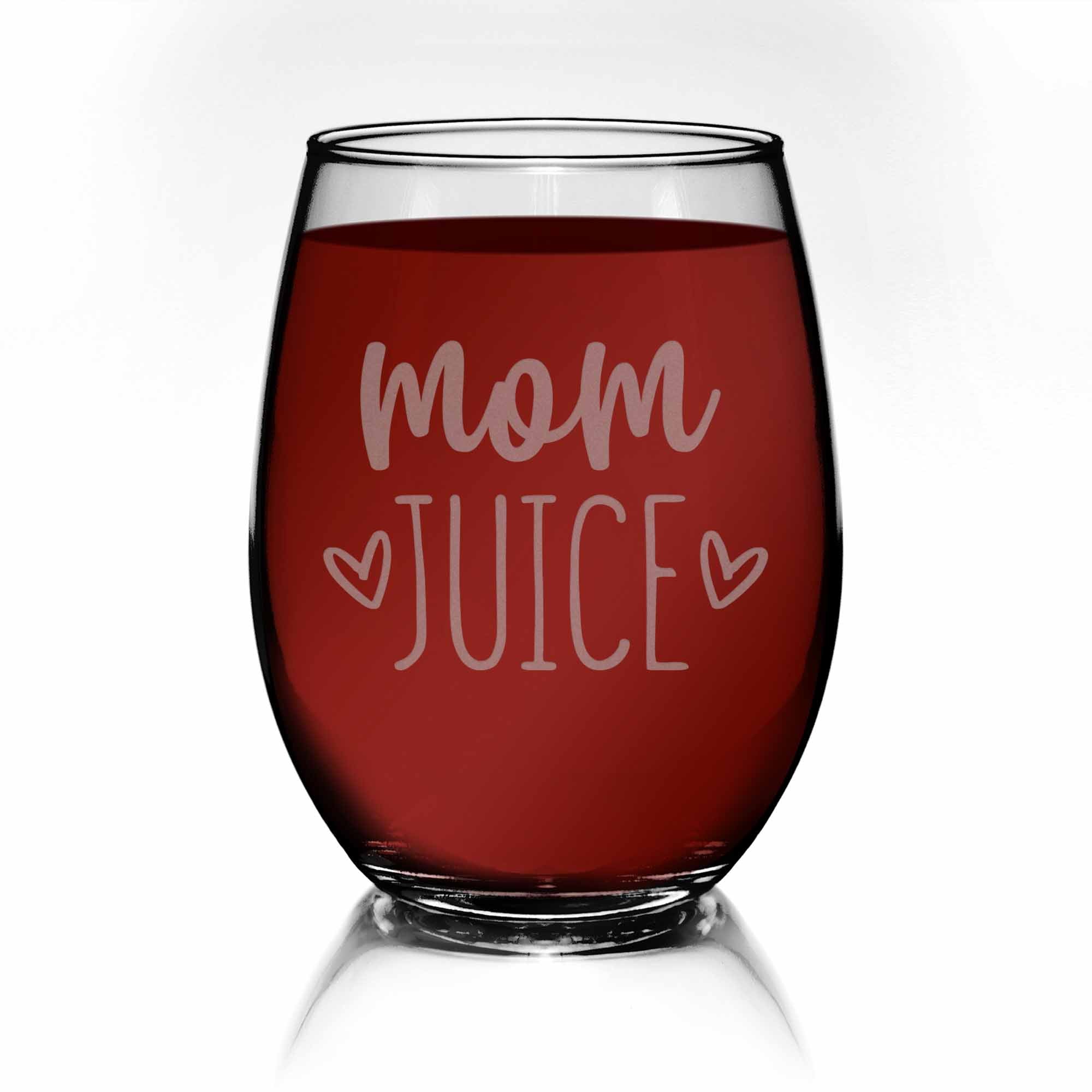 Mom Juice Wine Glasses on