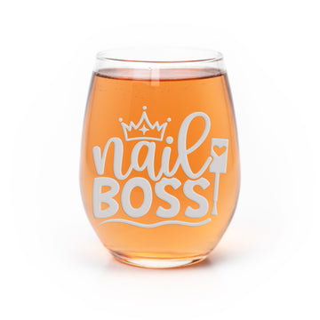 Nail Boss Stemless Wine Glass