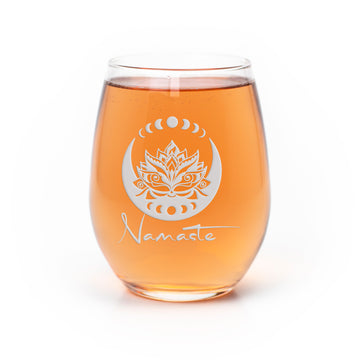 Namaste Moon Flower Stemless Wine Glass
