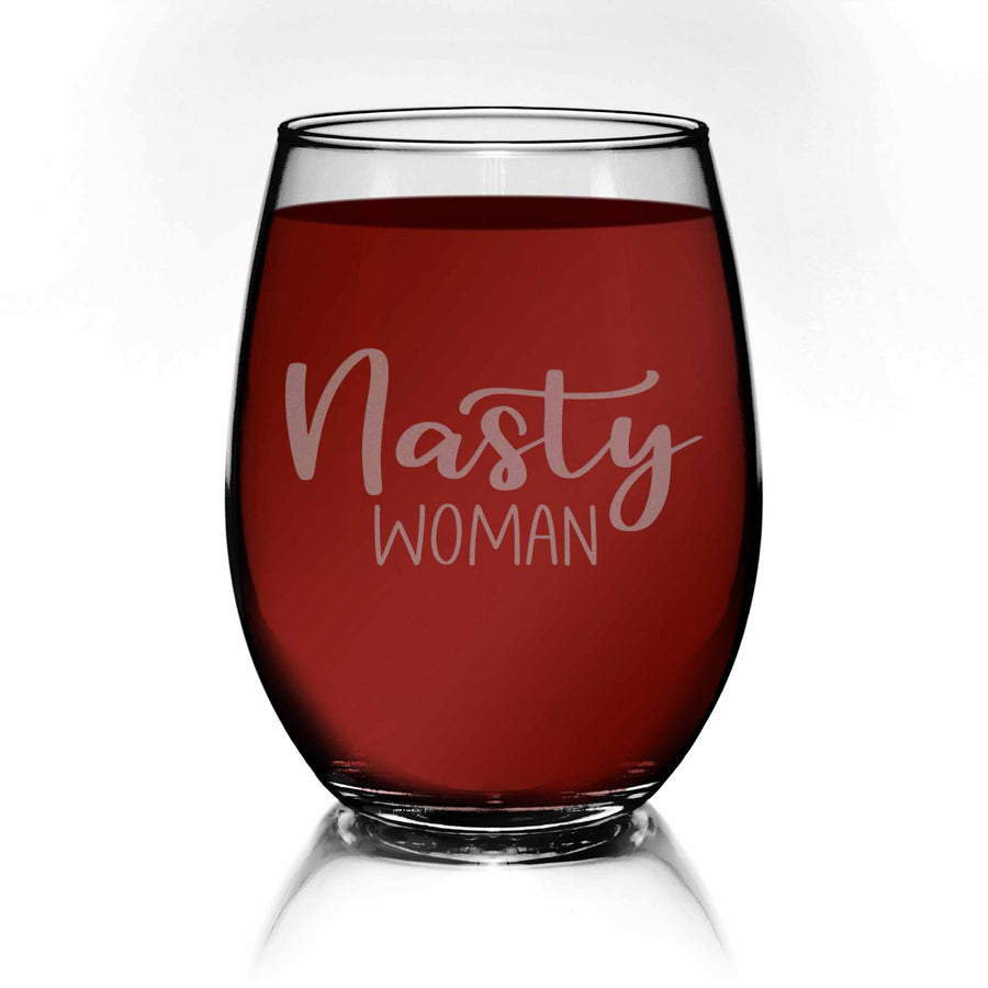 Nasty Woman Text Stemless Wine Glass