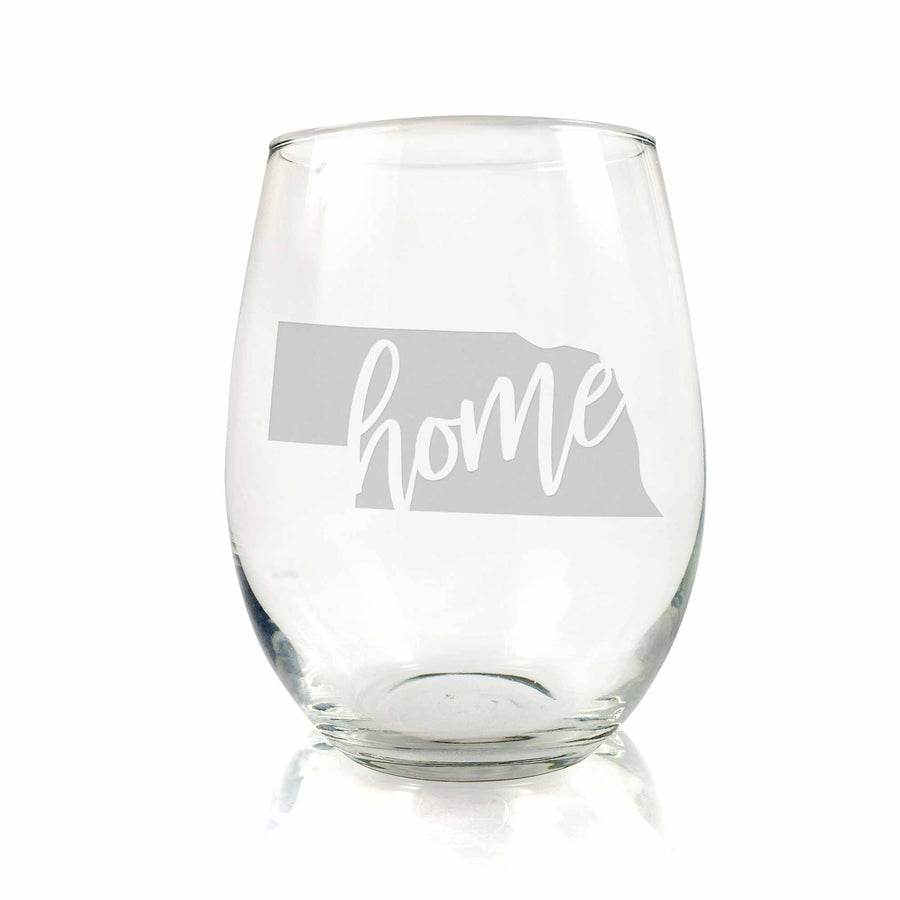 Nebraska State Stemless Wine Glass