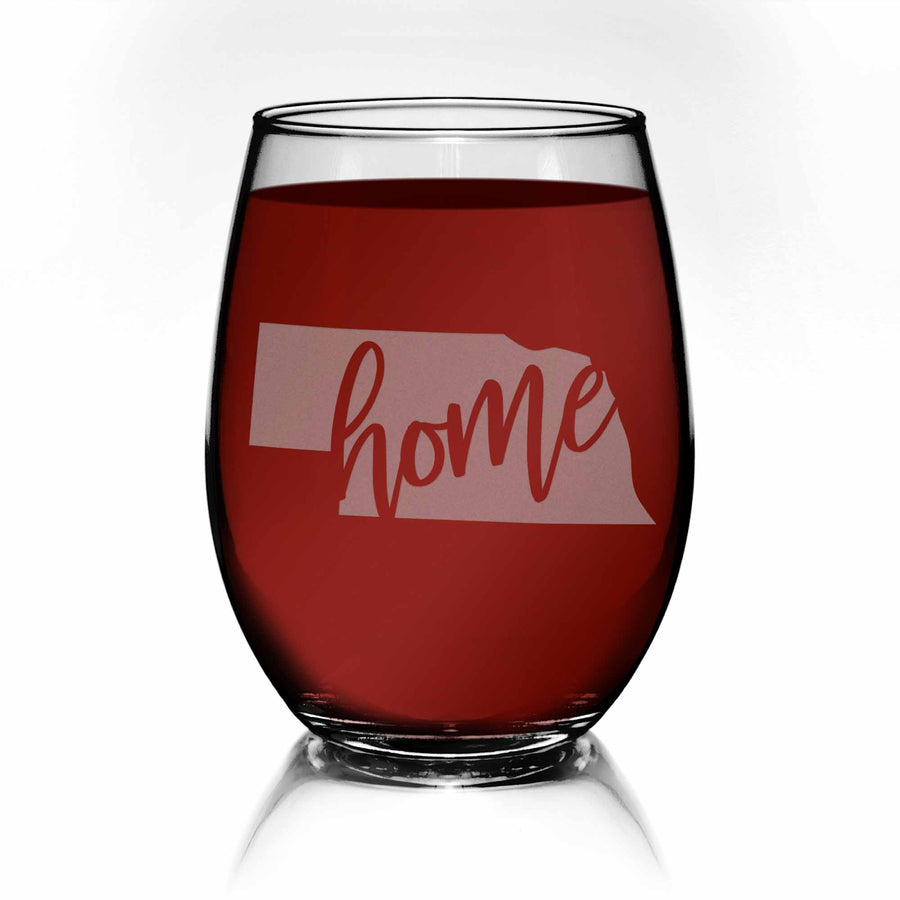 Nebraska State Stemless Wine Glass