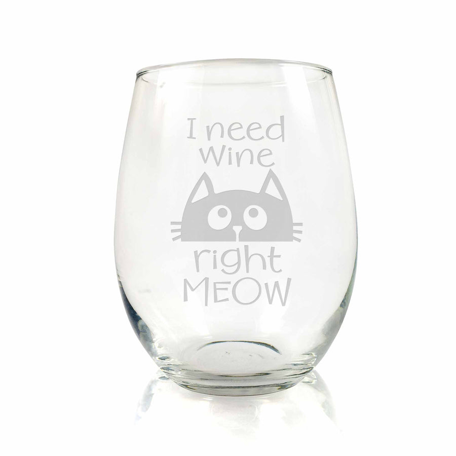 Need Wine Right Meow Stemless Wine Glass