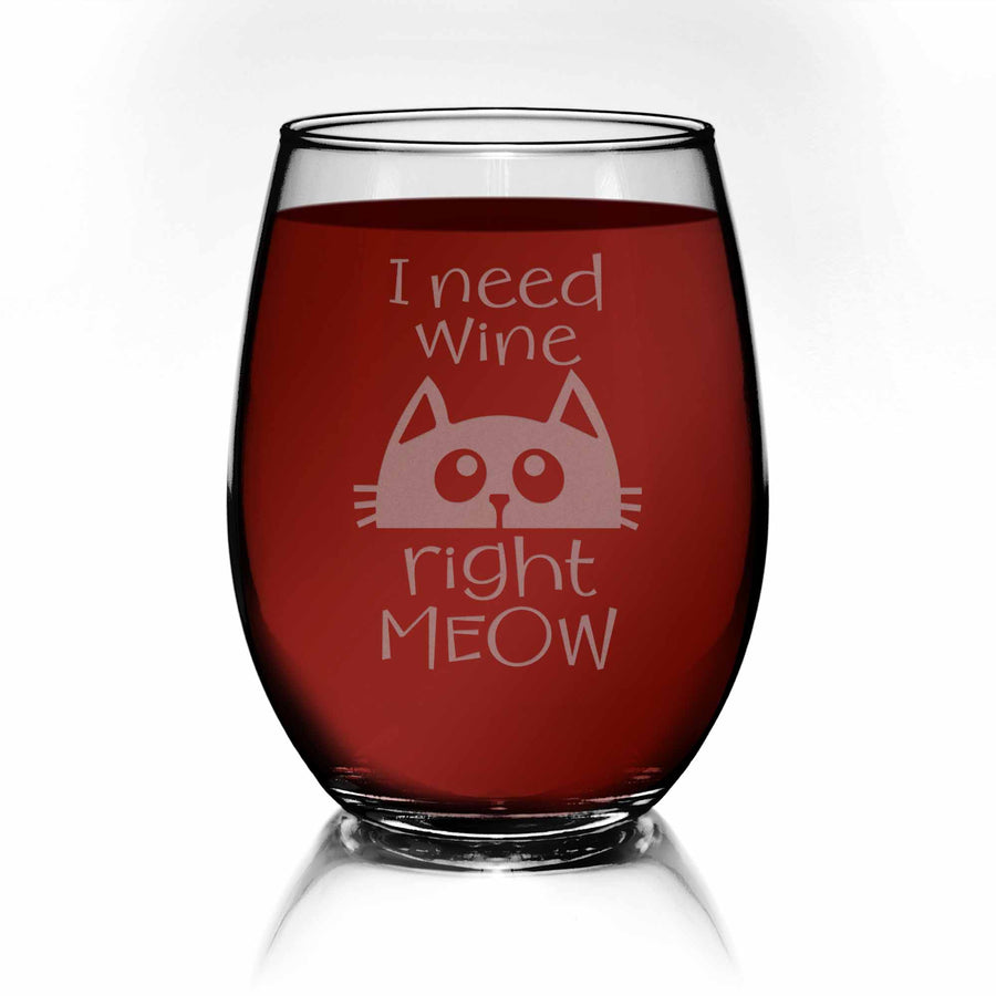 Need Wine Right Meow Stemless Wine Glass
