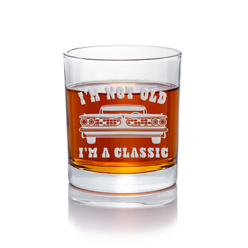 Not Old Classic Cars Round Rocks Glass