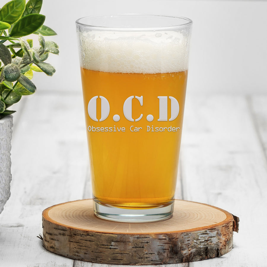 Obsessive Car Disorder Pint Beer Glass