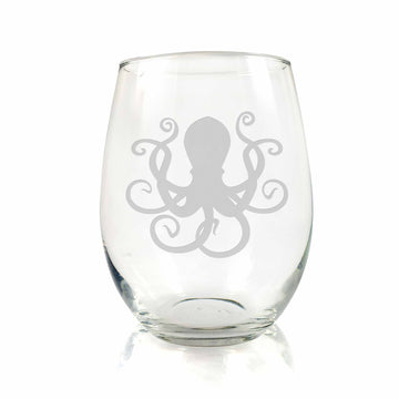 Octopus Stemless Wine Glass