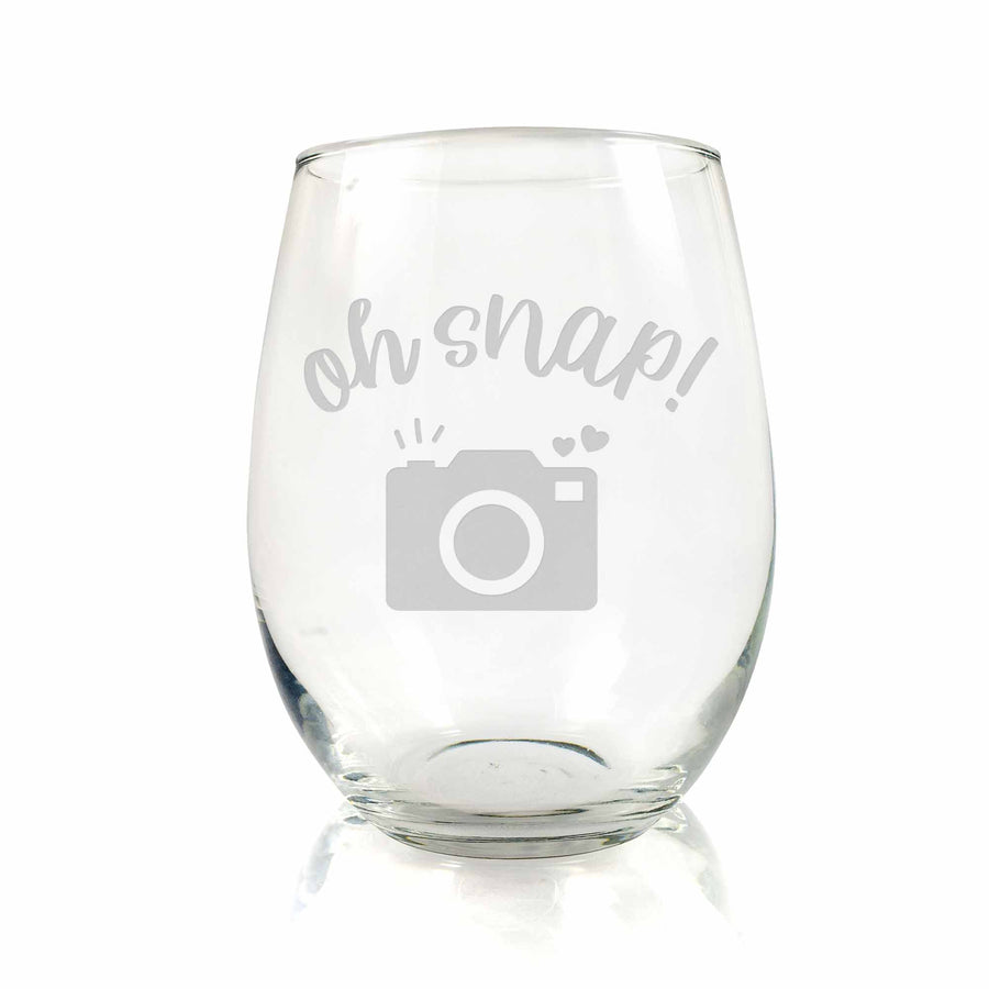 Oh Snap Photographer Stemless Wine Glass