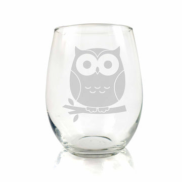 Owl Stemless Wine Glass